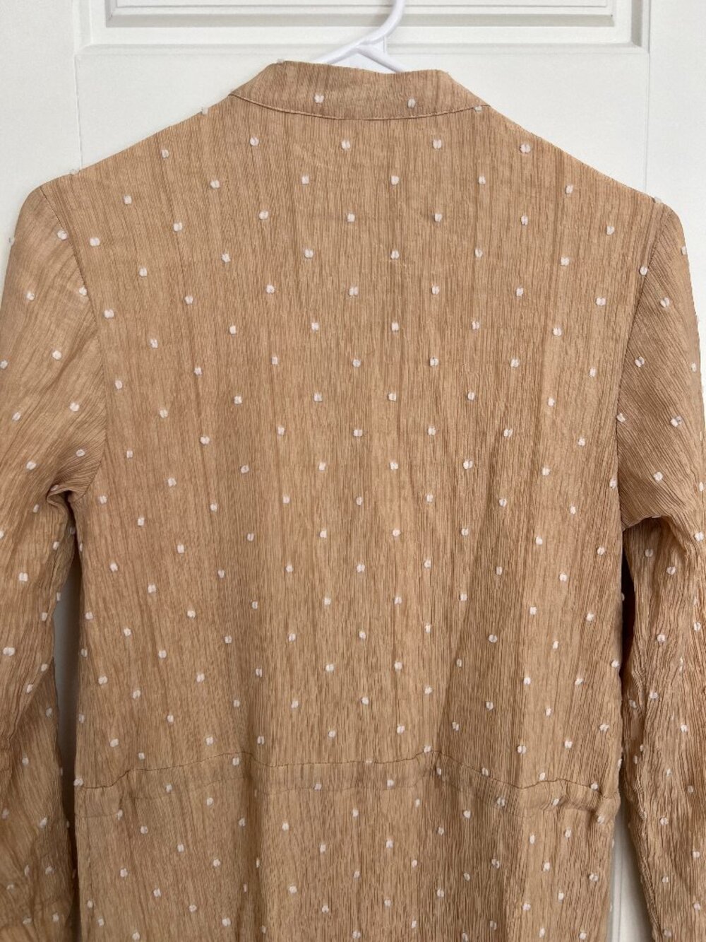 MDRN Tan and white polka dot maxi dress